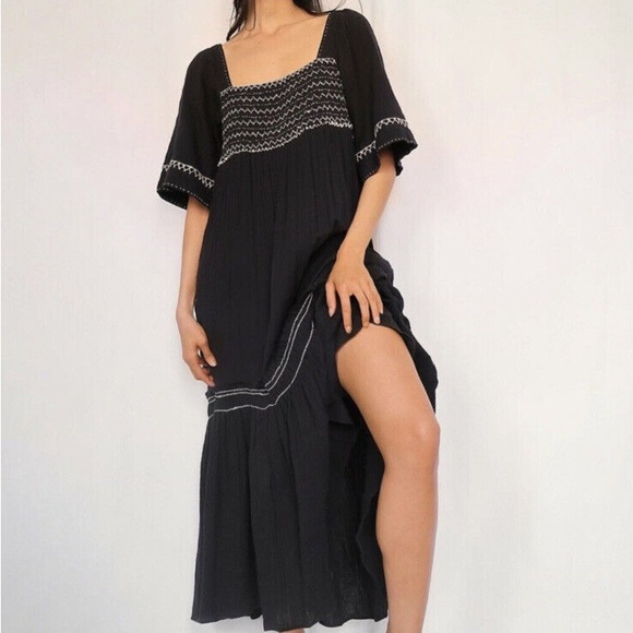 Free People I’m the One Maxi Dress Smocked Tassel Embroidered Flowy - Picture 5 of 15